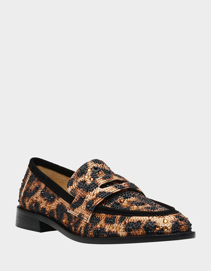 Betsey Johnson Popular - CANNE LEOPARD Slip-On Embellished Rhinestone Women's Loafer