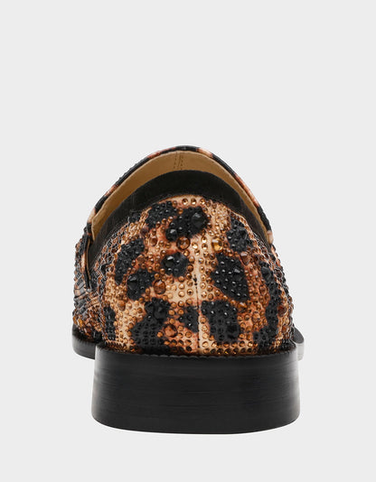 Betsey Johnson Popular - CANNE LEOPARD Slip-On Embellished Rhinestone Women's Loafer