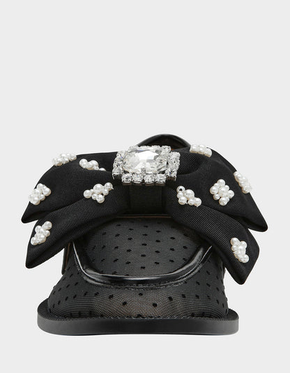 Betsey Johnson Latest - SETH BLACK Women's Mesh Pearl Bow Slip-On Loafer
