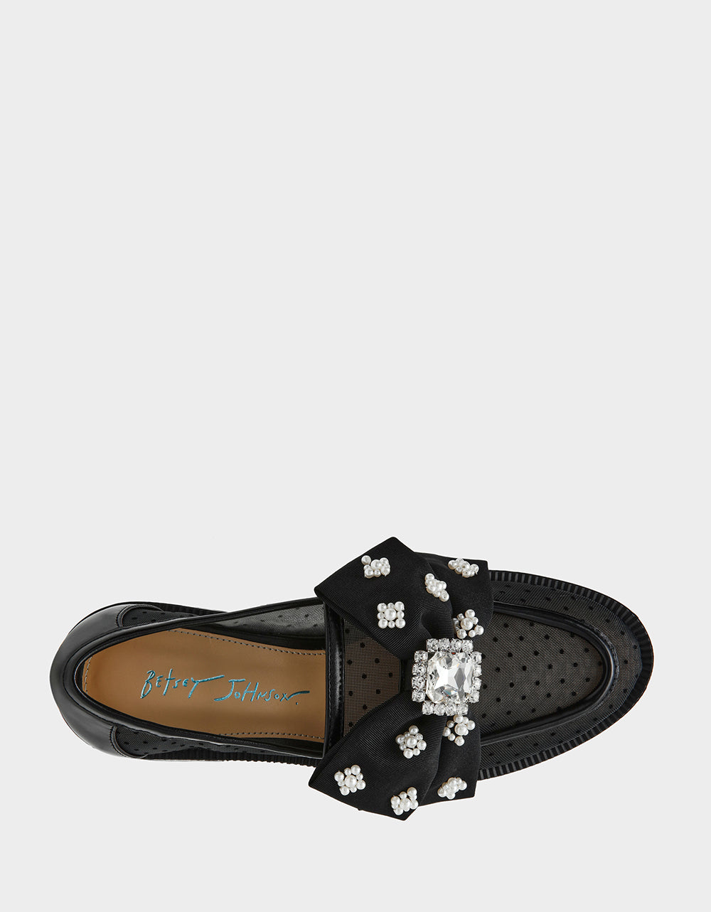 Betsey Johnson Latest - SETH BLACK Women's Mesh Pearl Bow Slip-On Loafer