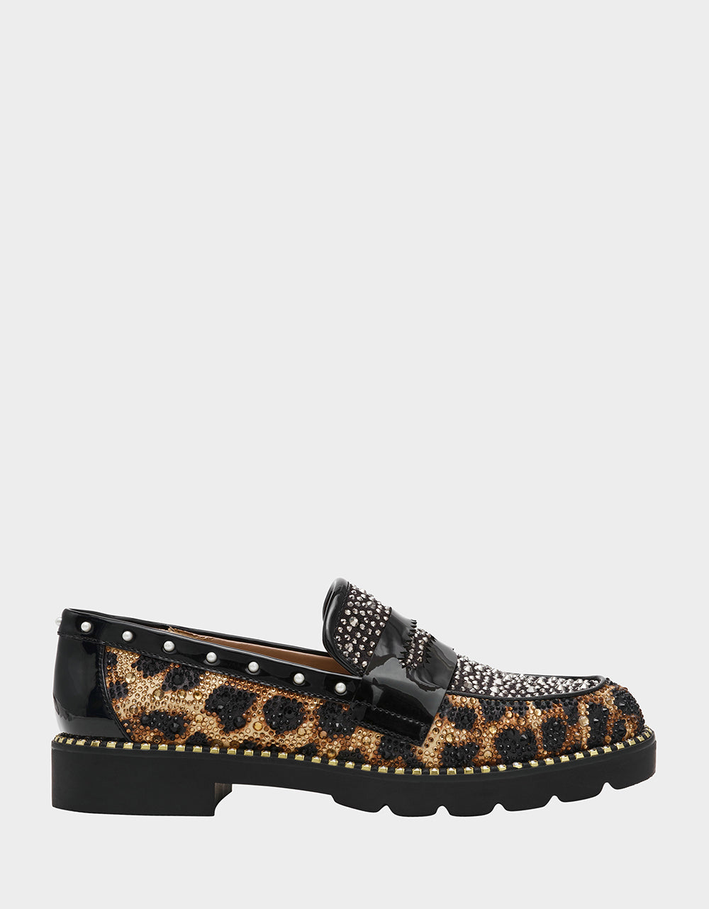 Betsey Johnson New - LYDIAA LEOPARD Rhinestone Embellished Platform Women's Loafer