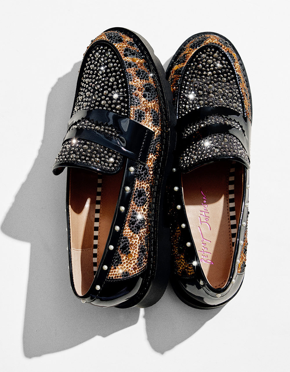 Betsey Johnson New - LYDIAA LEOPARD Rhinestone Embellished Platform Women's Loafer