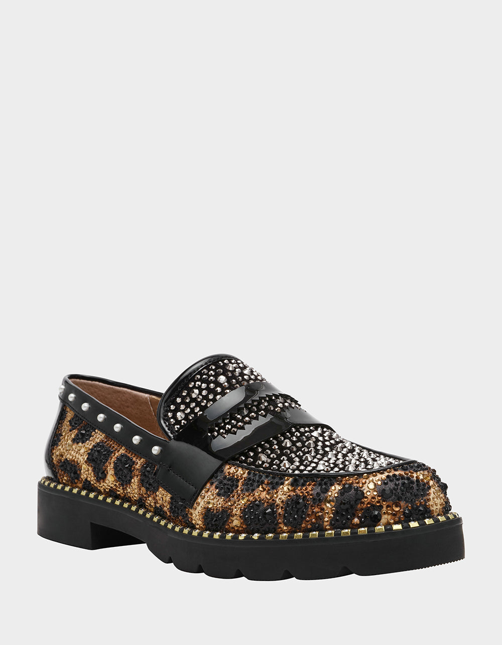 Betsey Johnson New - LYDIAA LEOPARD Rhinestone Embellished Platform Women's Loafer