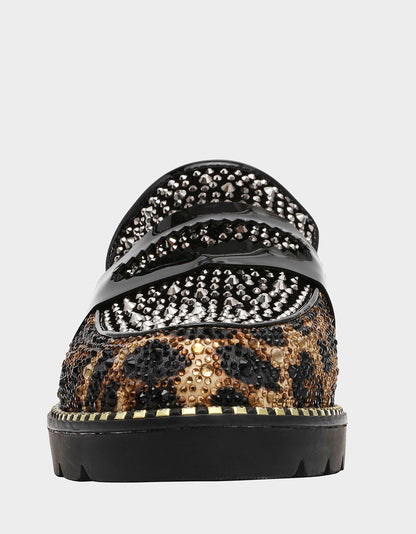 Betsey Johnson New - LYDIAA LEOPARD Rhinestone Embellished Platform Women's Loafer