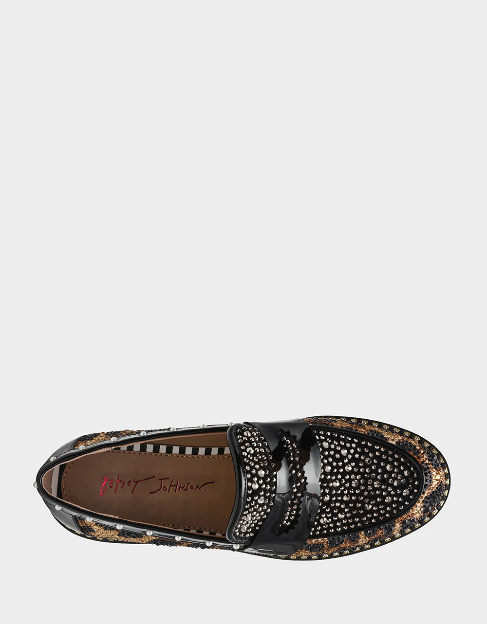 Betsey Johnson New - LYDIAA LEOPARD Rhinestone Embellished Platform Women's Loafer