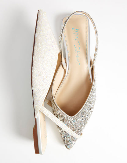 Betsey Johnson Value - VANCE SILVER Rhinestone Slingback Flats