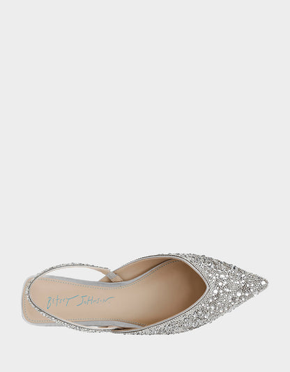 Betsey Johnson Value - VANCE SILVER Rhinestone Slingback Flats