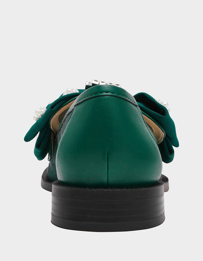 Betsey Johnson Special Offer - SETH EMERALD Women's Mesh Pearl Bow Slip-On Loafer