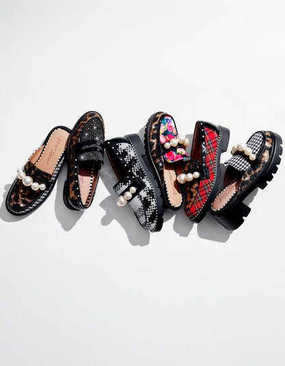 Betsey Johnson Latest - HARLOE RED PLAID Platfrom Pearl Embellished Women's Loafer
