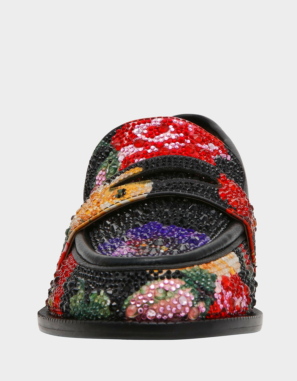 Betsey Johnson Featured - CANNE BLACK FLOWER MULTI Slip-On Embellished Rhinestone Women's Loafer