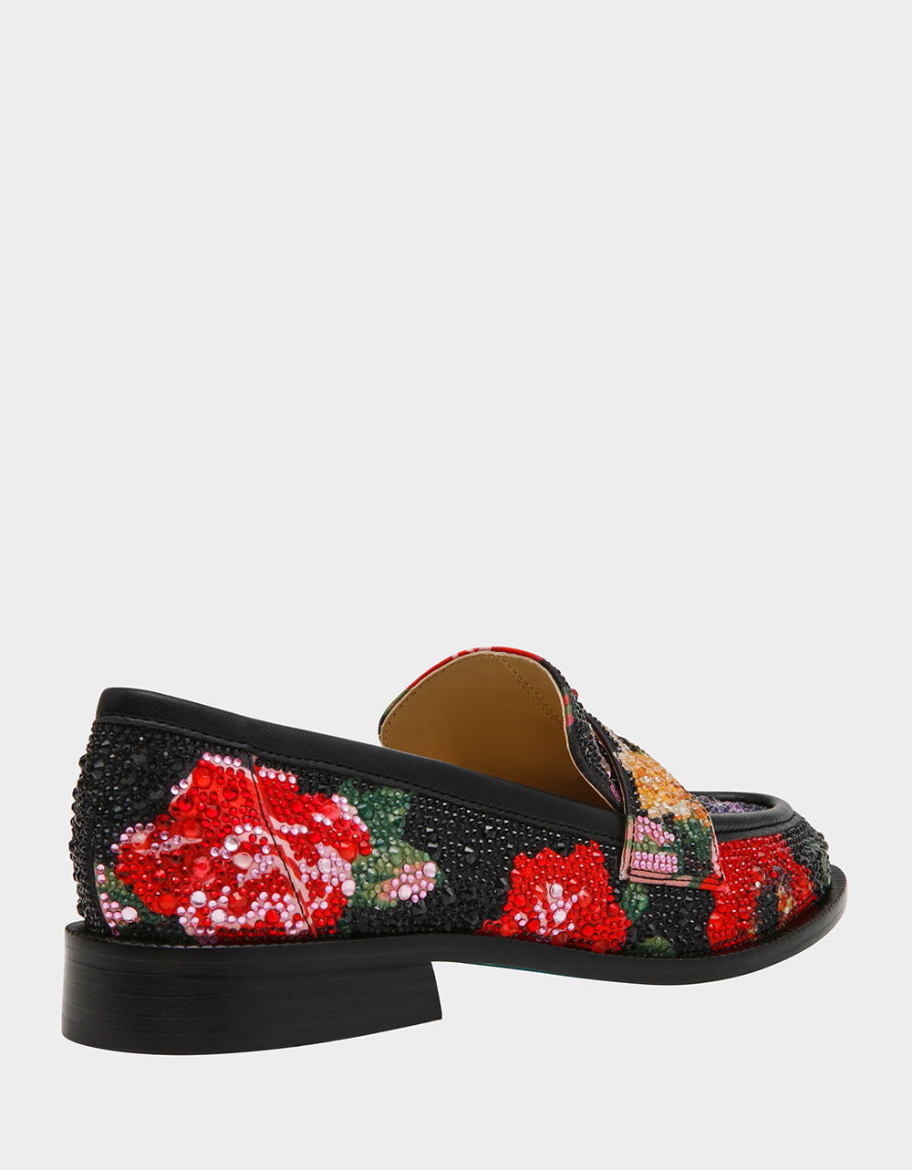 Betsey Johnson Featured - CANNE BLACK FLOWER MULTI Slip-On Embellished Rhinestone Women's Loafer