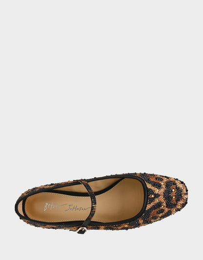 Betsey Johnson Special Offer - LOREL LEOPARD Women's Leopard Mary Jane Ballet Flat