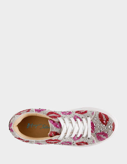 Betsey Johnson Special Offer - SIDNY MULTI LIPS Women's Rhinestone Platform Sneaker
