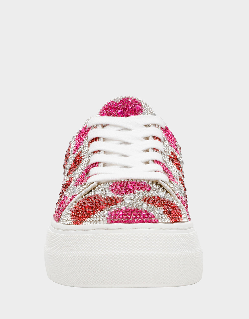 Betsey Johnson Best Seller - SIDNY RED/PINK HEARTS MULTI Women's Rhinestone Valentine's Day Heart Sneakers