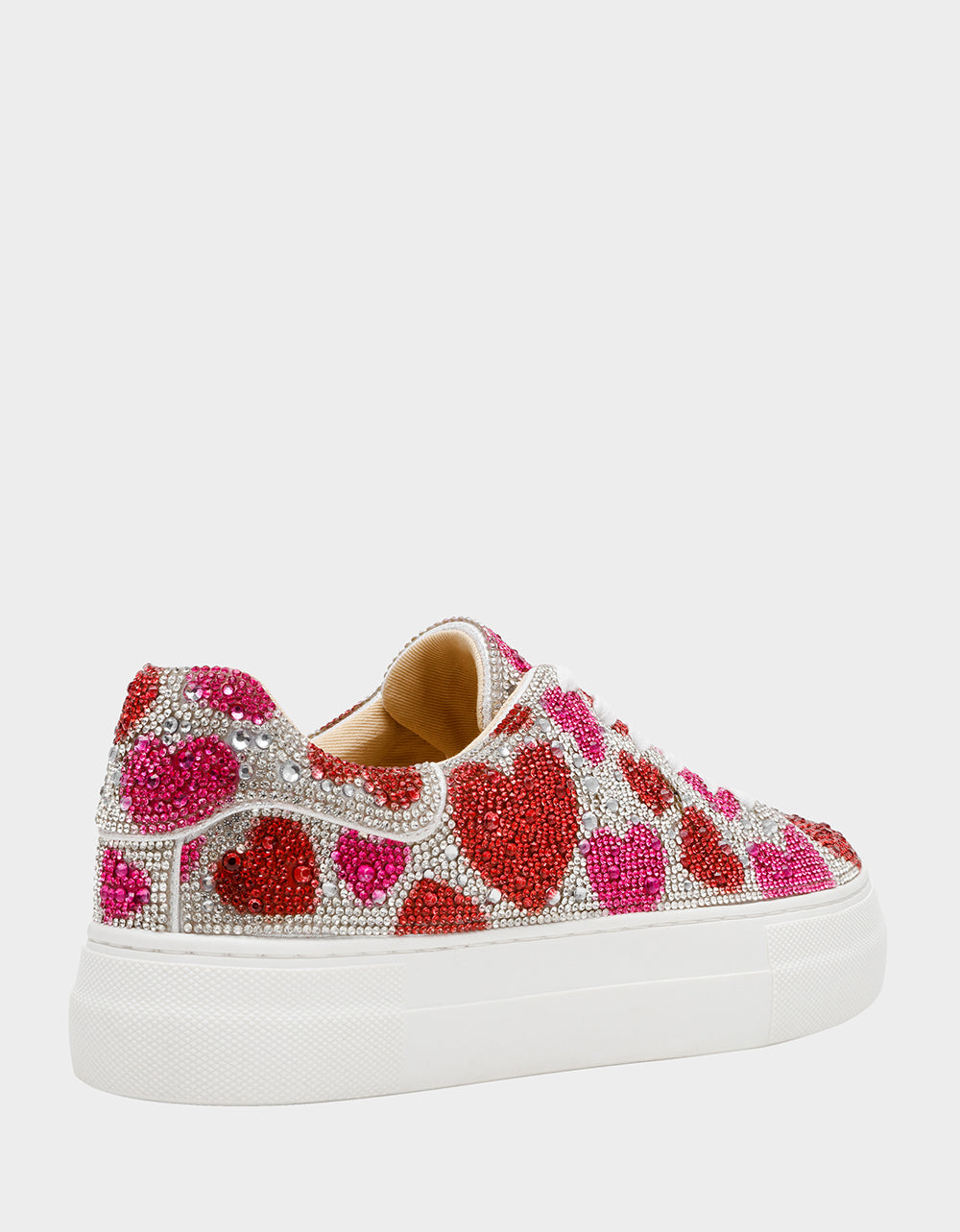 Betsey Johnson Best Seller - SIDNY RED/PINK HEARTS MULTI Women's Rhinestone Valentine's Day Heart Sneakers