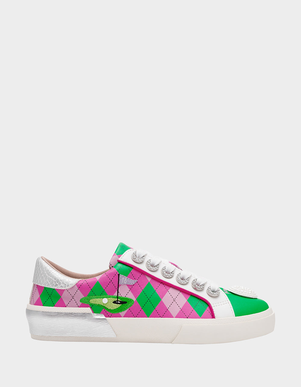 Betsey Johnson Trusted - SHERRIE PINK/GREEN MULTI Women's Low-Top Lace-Up Sneaker