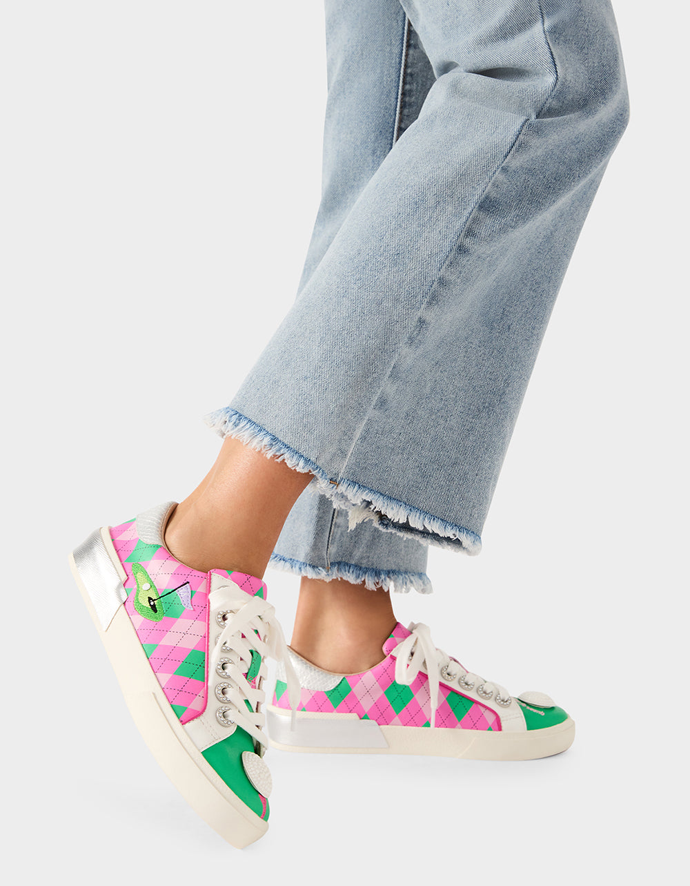 Betsey Johnson Trusted - SHERRIE PINK/GREEN MULTI Women's Low-Top Lace-Up Sneaker