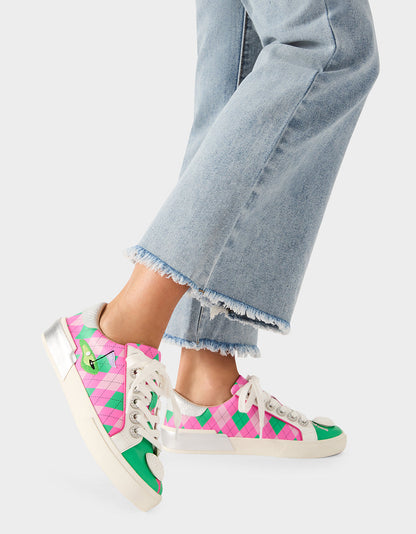 Betsey Johnson Trusted - SHERRIE PINK/GREEN MULTI Women's Low-Top Lace-Up Sneaker