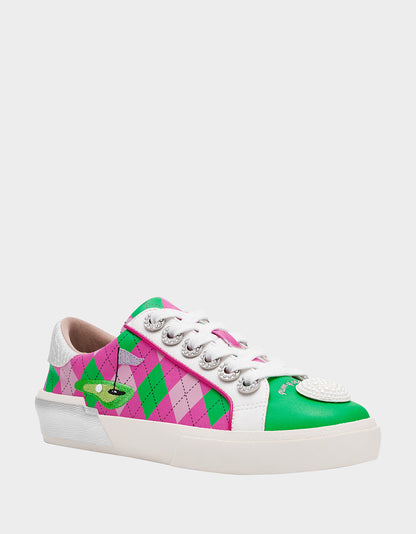 Betsey Johnson Trusted - SHERRIE PINK/GREEN MULTI Women's Low-Top Lace-Up Sneaker