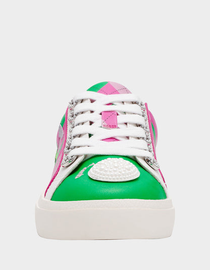 Betsey Johnson Trusted - SHERRIE PINK/GREEN MULTI Women's Low-Top Lace-Up Sneaker