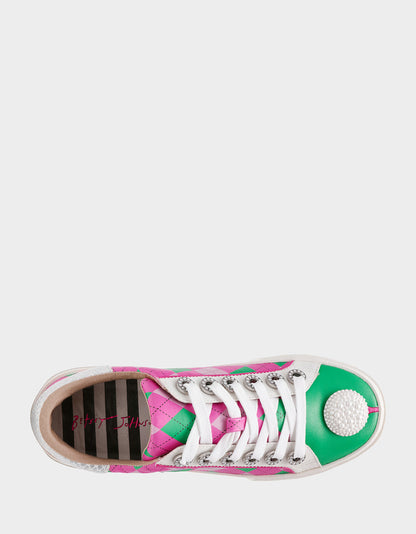 Betsey Johnson Trusted - SHERRIE PINK/GREEN MULTI Women's Low-Top Lace-Up Sneaker
