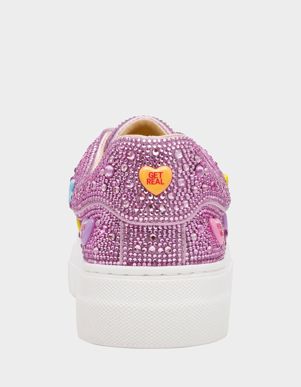 Betsey Johnson Top Pick - SIDNY PINK MULTI HEARTS Women's Rhinestone Candy Heart Sneaker