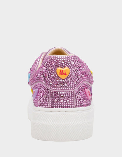 Betsey Johnson Top Pick - SIDNY PINK MULTI HEARTS Women's Rhinestone Candy Heart Sneaker