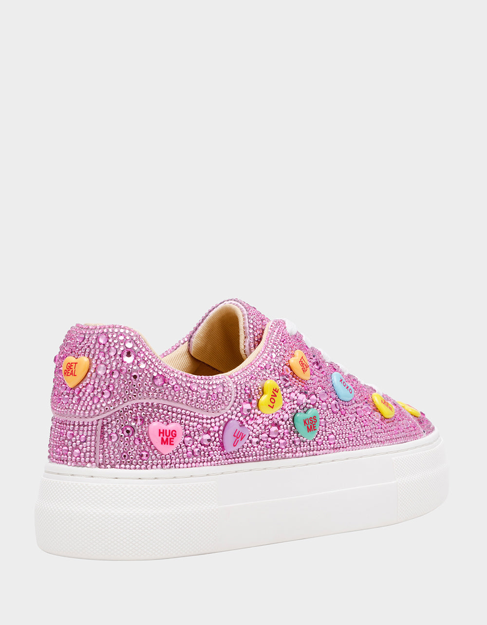 Betsey Johnson Top Pick - SIDNY PINK MULTI HEARTS Women's Rhinestone Candy Heart Sneaker