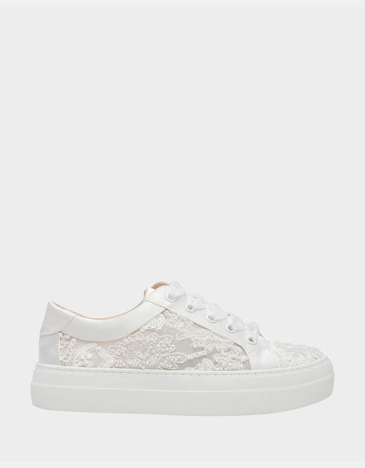 Betsey Johnson Best Seller - THEAA IVORY Platform Low-Top Lace-Up Sneakers