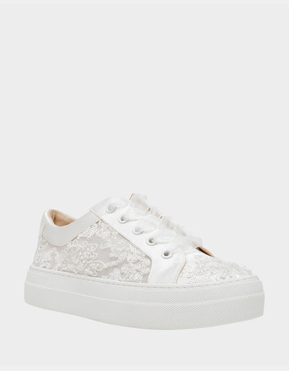 Betsey Johnson Best Seller - THEAA IVORY Platform Low-Top Lace-Up Sneakers