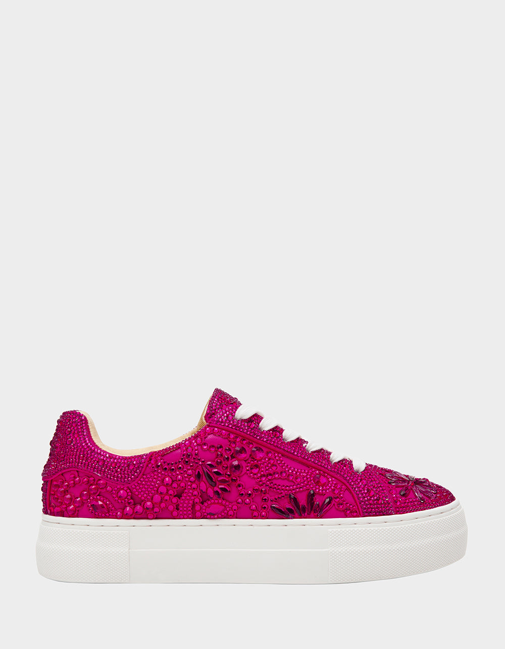 Betsey Johnson Everyday - REILY Fuchsia Platform Low-Top Lace-Up Rhinestone Women's Sneaker