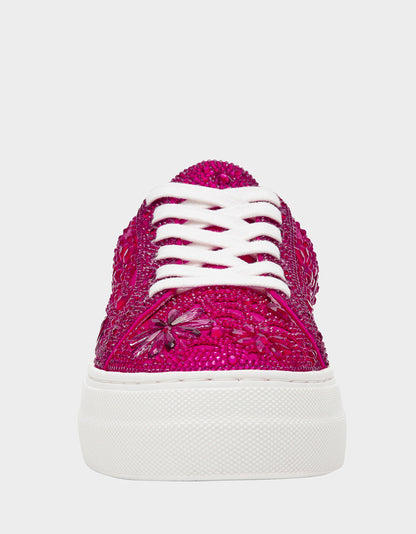 Betsey Johnson Everyday - REILY Fuchsia Platform Low-Top Lace-Up Rhinestone Women's Sneaker