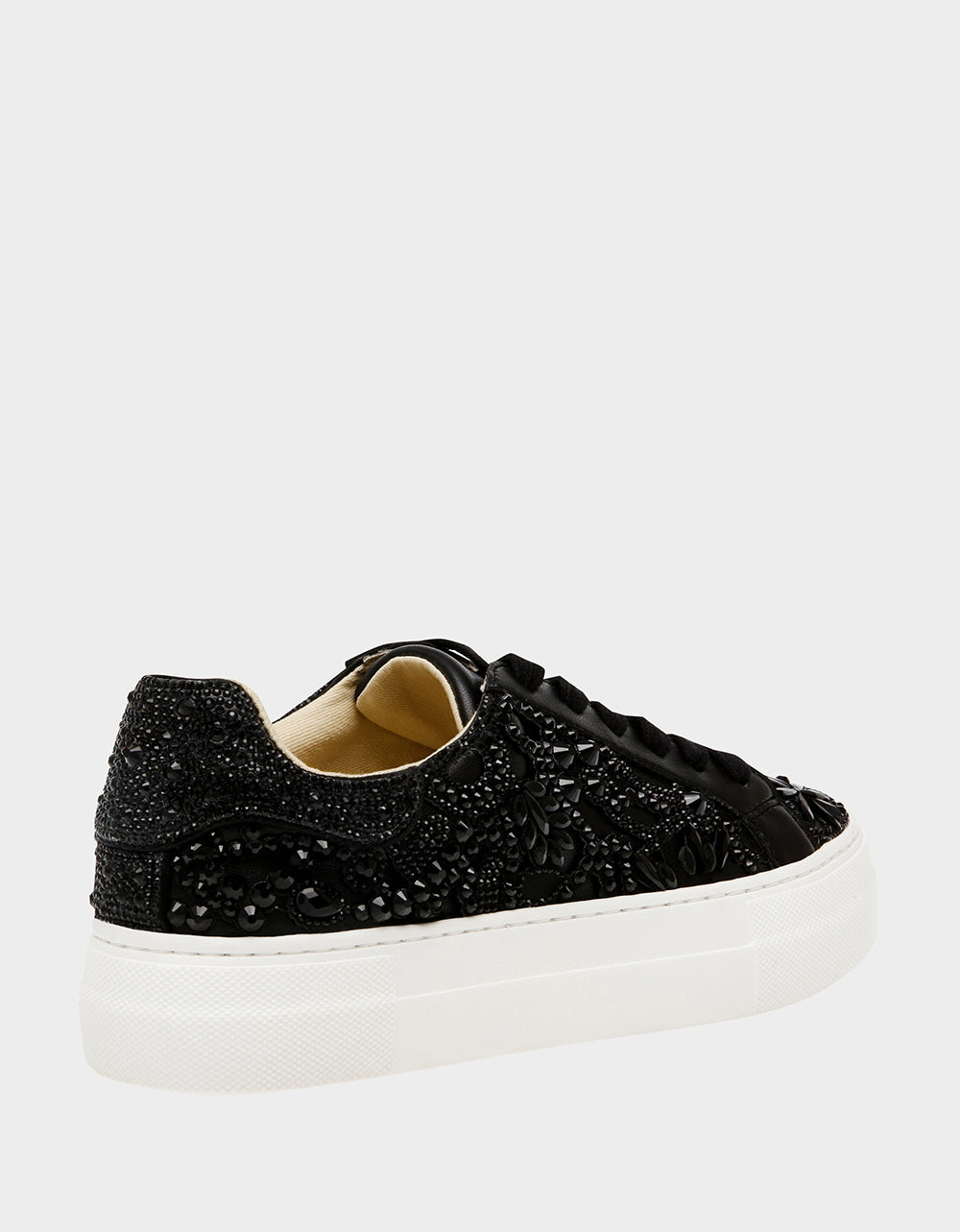 Betsey Johnson Deals - REILY Black Platform Low-Top Lace-Up Rhinestone Women's Sneaker