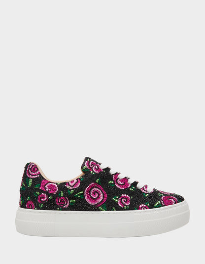 Betsey Johnson Trending - SIDNY BLACK ROSE Women's Tennis Sneaker