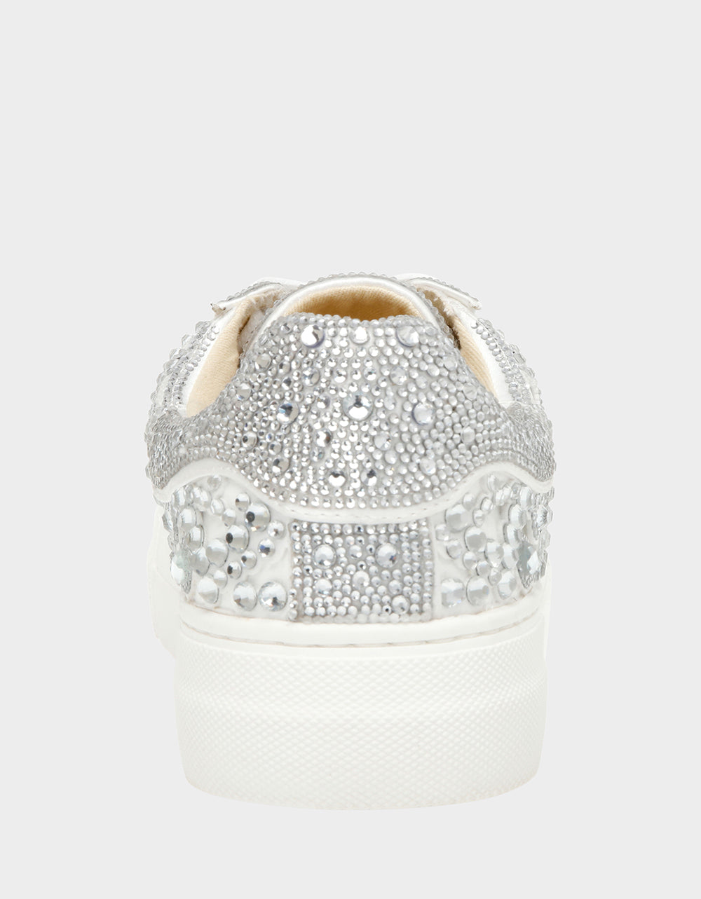 Betsey Johnson Recommended - REILY WHITE Platform Low-Top Lace-Up Rhinestone Women's Sneaker