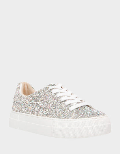Betsey Johnson Premium - SIDNY RHINESTONES Lace Up Sneakers
