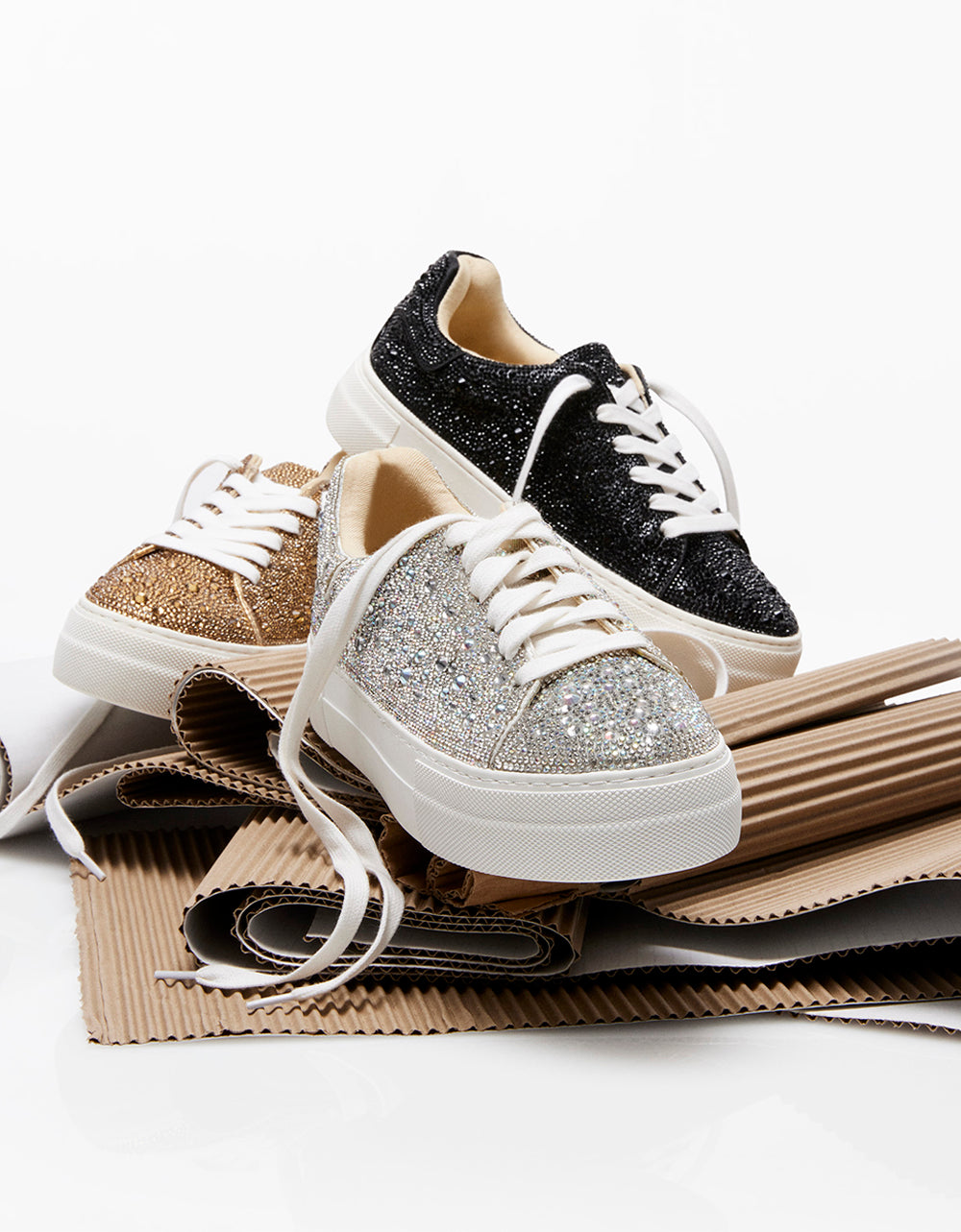Betsey Johnson Premium - SIDNY RHINESTONES Lace Up Sneakers