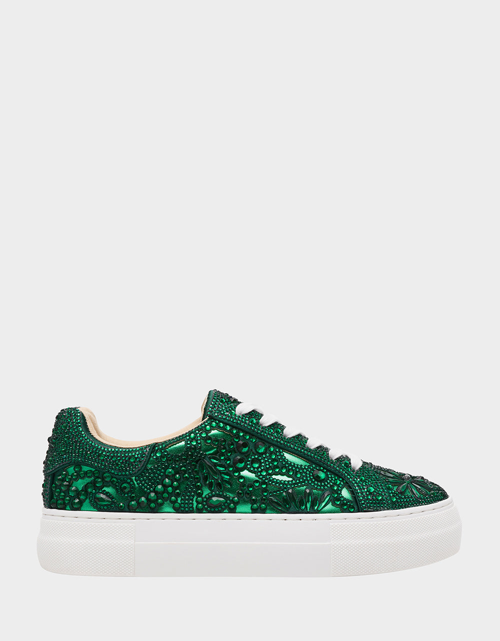 Betsey Johnson Essential - REILY EMERALD Platform Low-Top Lace-Up Rhinestone Women's Sneaker