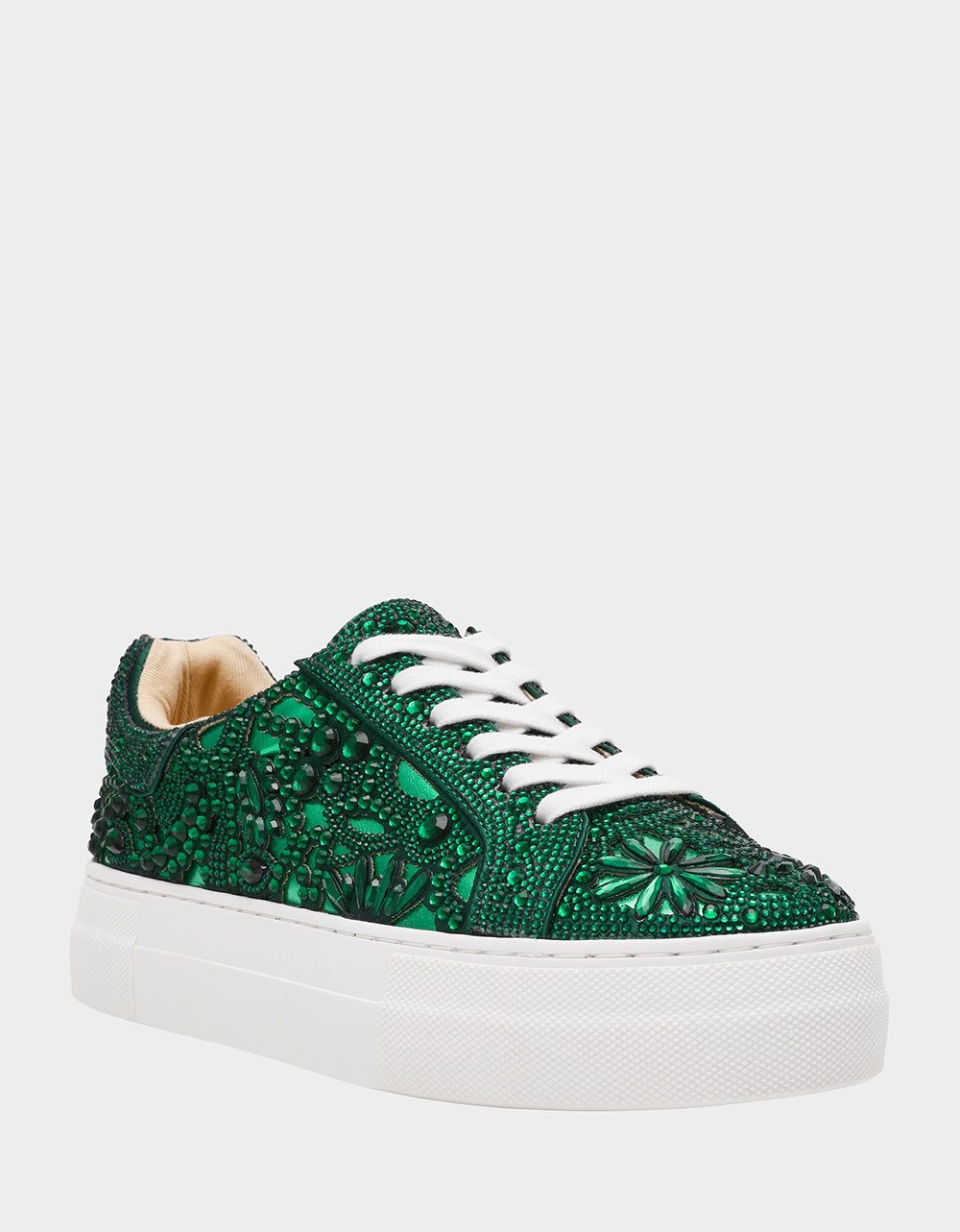 Betsey Johnson Essential - REILY EMERALD Platform Low-Top Lace-Up Rhinestone Women's Sneaker