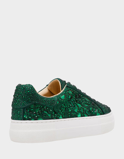 Betsey Johnson Essential - REILY EMERALD Platform Low-Top Lace-Up Rhinestone Women's Sneaker