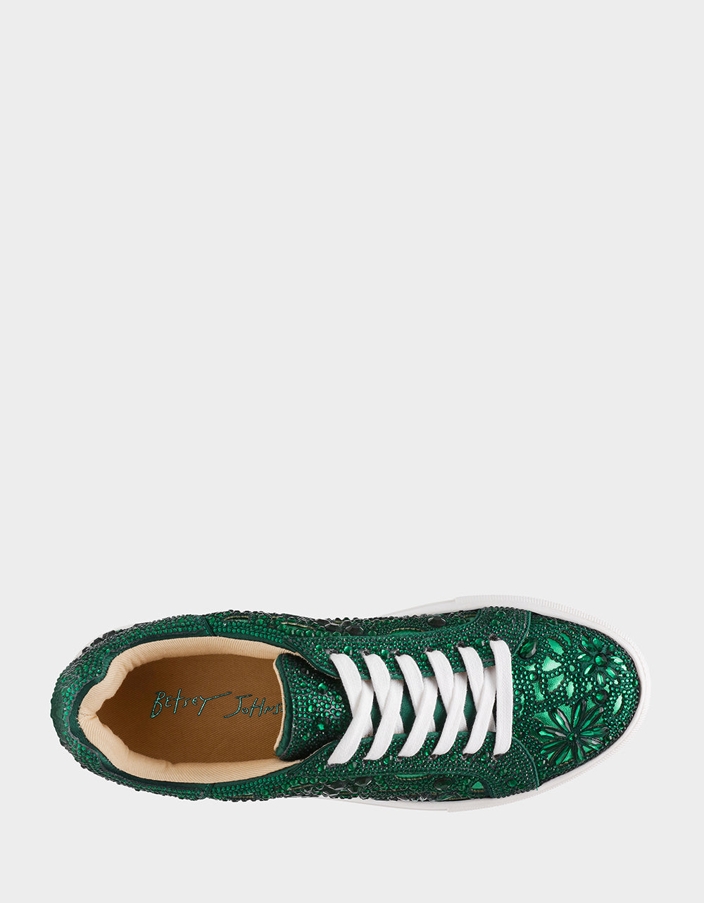Betsey Johnson Essential - REILY EMERALD Platform Low-Top Lace-Up Rhinestone Women's Sneaker
