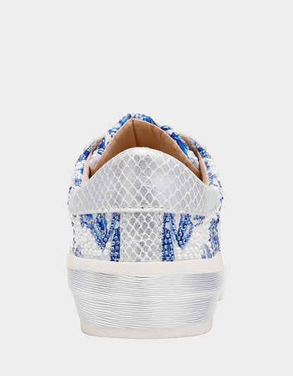Betsey Johnson Discount - DAMON WHITE/BLUE FLORAL Women's Blue Floral Sneaker