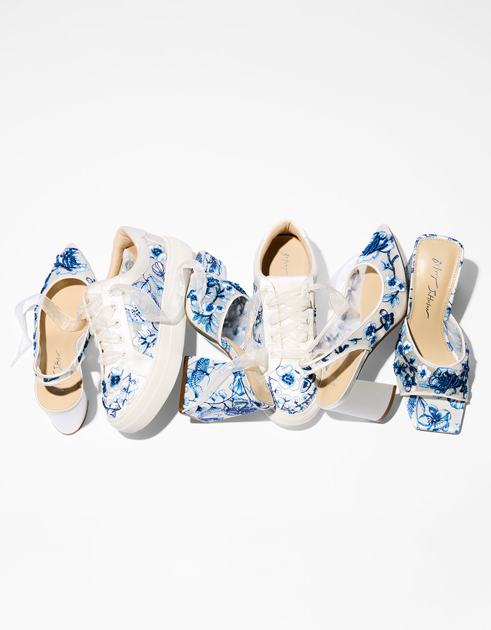 Betsey Johnson Special Offer - NINO BLUE FLORAL Platform Low-Top Lace-Up Sneakers