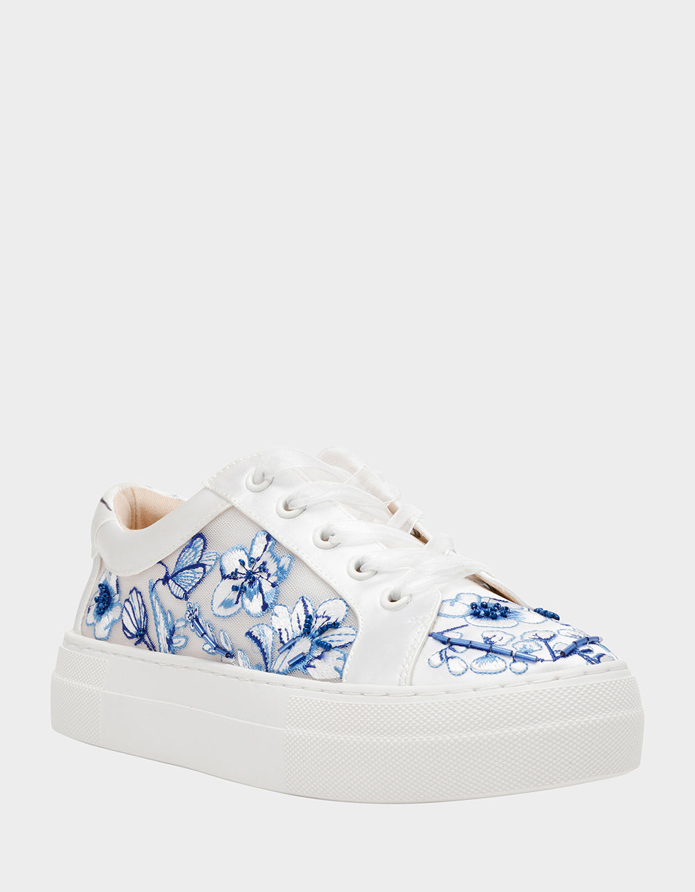 Betsey Johnson Special Offer - NINO BLUE FLORAL Platform Low-Top Lace-Up Sneakers