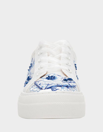 Betsey Johnson Special Offer - NINO BLUE FLORAL Platform Low-Top Lace-Up Sneakers