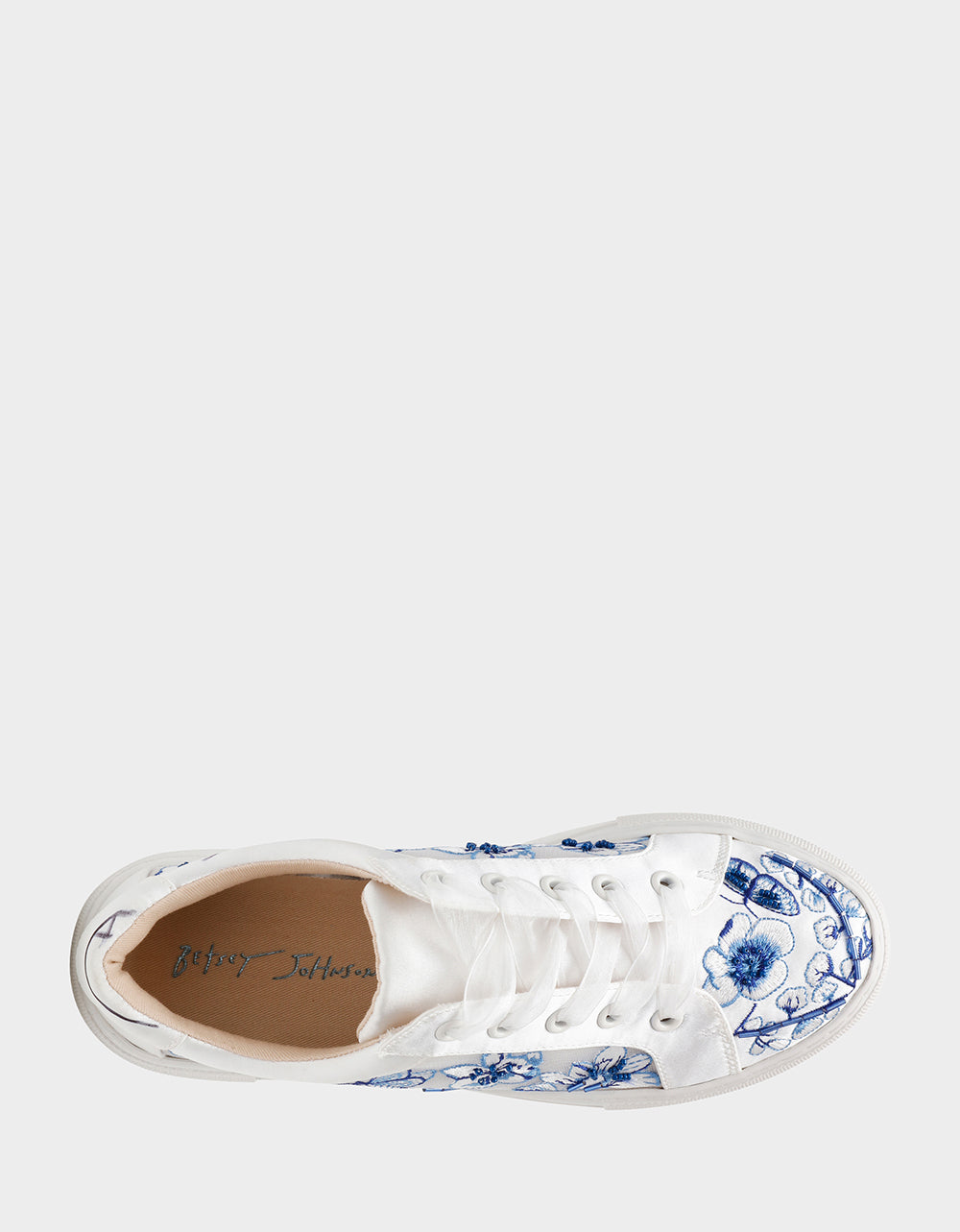 Betsey Johnson Special Offer - NINO BLUE FLORAL Platform Low-Top Lace-Up Sneakers