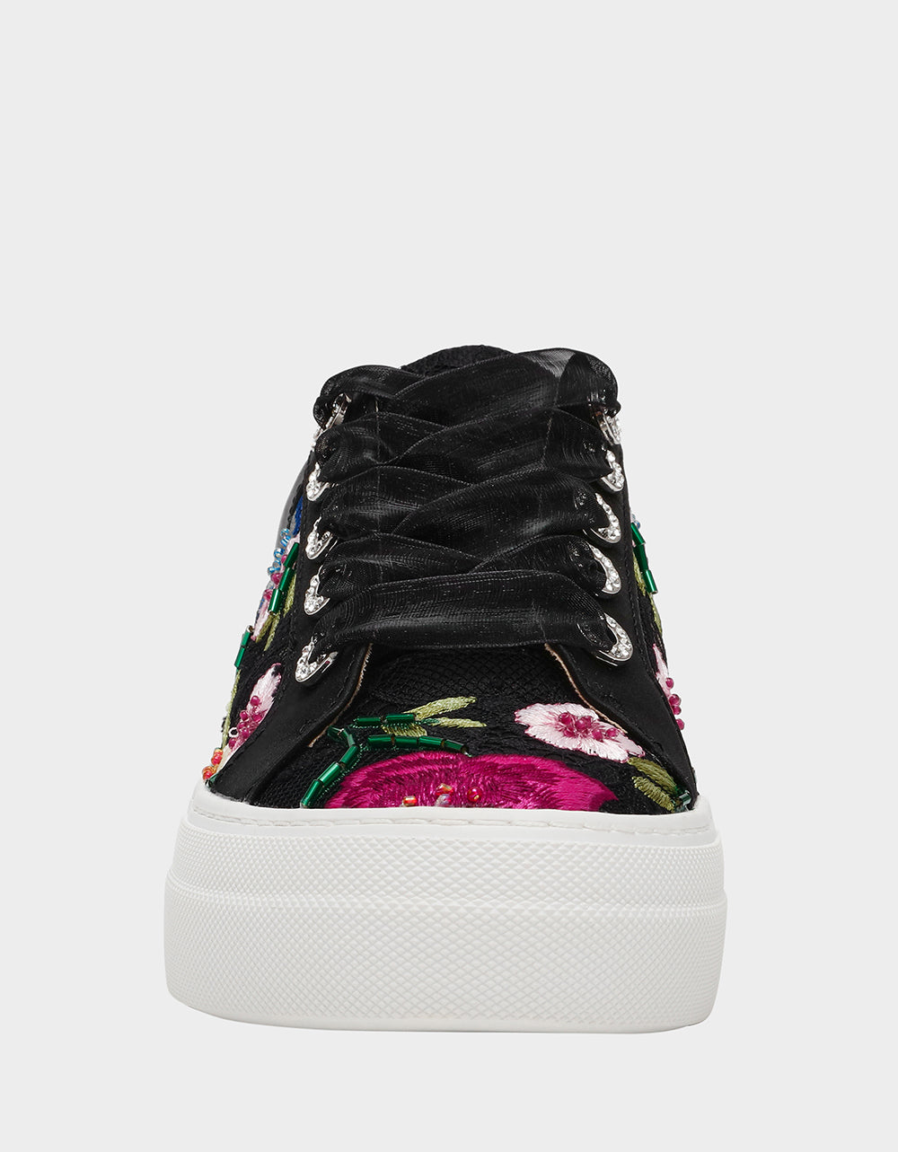 Betsey Johnson Best Price - JAYLA BLACK MULTI FLORAL Platform Low-Top Lace-Up Sneaker