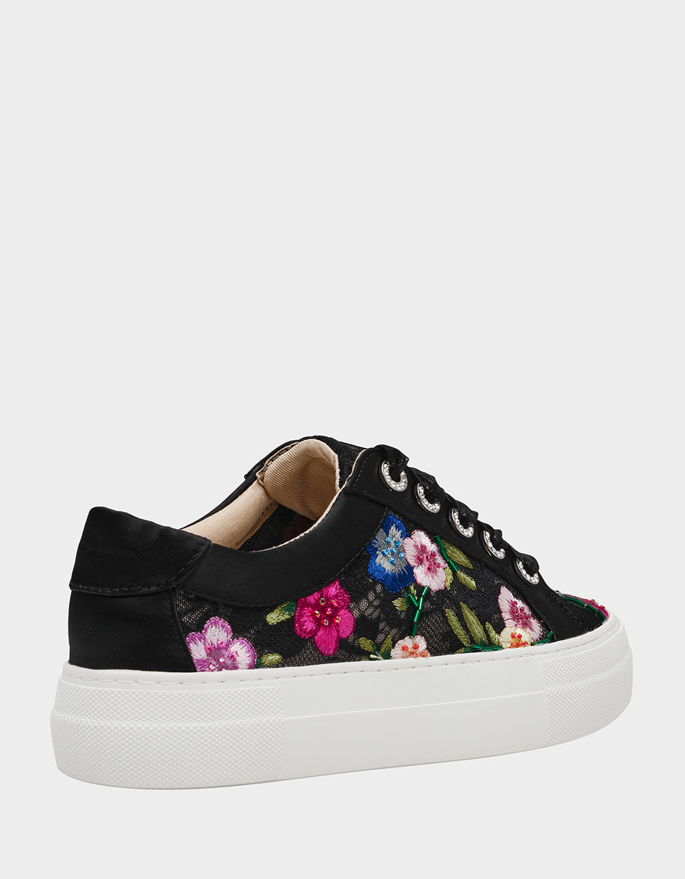 Betsey Johnson Best Price - JAYLA BLACK MULTI FLORAL Platform Low-Top Lace-Up Sneaker