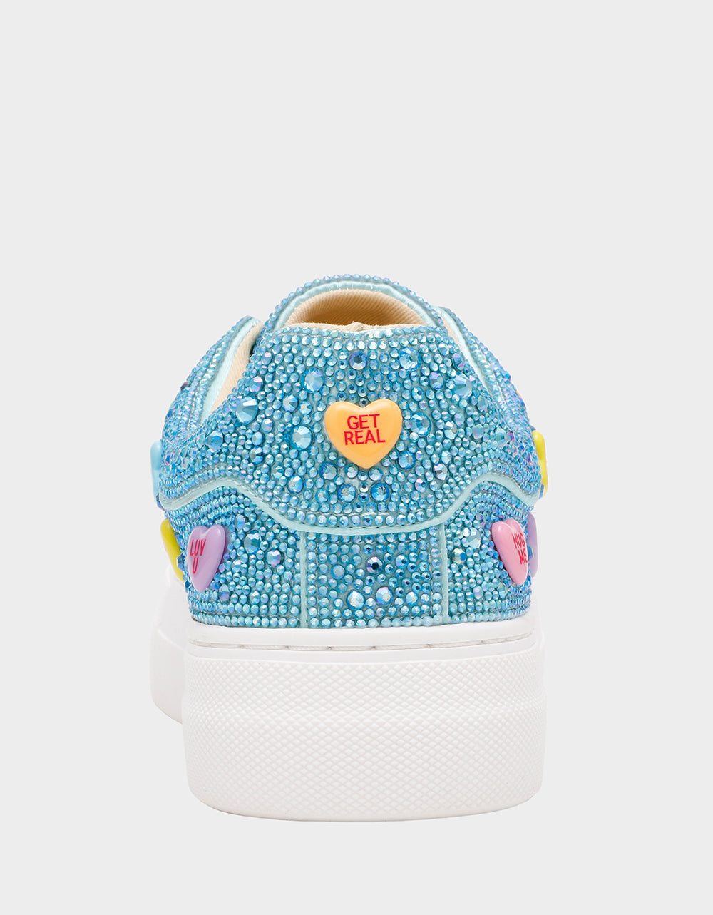 Betsey Johnson Discount - SIDNY MINT MULTI HEARTS Women's Rhinestone Candy Heart Sneakers