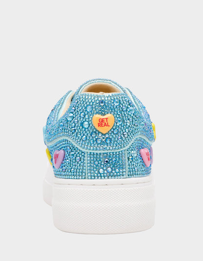 Betsey Johnson Discount - SIDNY MINT MULTI HEARTS Women's Rhinestone Candy Heart Sneakers